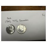 Pair of 1965 40% Silver Kennedy