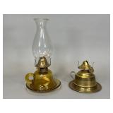 Finger Lamps: Amber Glass and Brass