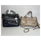 Two INC Leather Handbags - Black and Tan