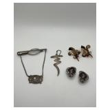 Sterling Silver Jewelry Lot w/ Earrings, Tie Clip