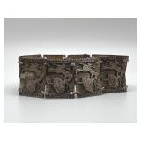 1940s Sterling 'Courting Couple' Panel Bracelet