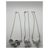 Three Sterling Silver Necklaces with Pendants