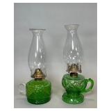 Green Glass Table Oil Lamps