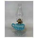 Hobbs Snowflake Pattern Footed Finger Oil Lamp