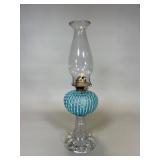 Sheldon Swirl Blue Opalescent Pedestal Lamp