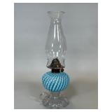 Sheldon Swirl Blue Opalescent Kerosene Lamp