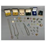 Costume Jewelry Lot of Necklaces, Pins, and Sets