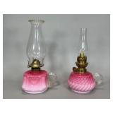 Pink Cased Glass Finger Lamps
