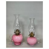 Pink Candy Stripe Swirl Finger Lamps