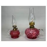Cranberry Glass Kerosene Finger Lamps