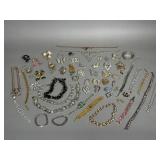 Rhinestone Costume Jewelry Lot with 57 Pieces