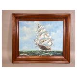 Nautical Oil Painting of Sailing Ship by Thomson