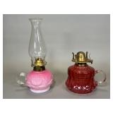 Pink and Cranberry Glass Lamps