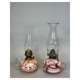 Spatter Glass Oil Lamps Pink