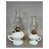 Milk Glass Finger Oil Lamps