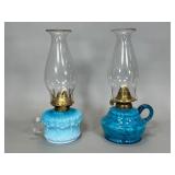 Blue Glass Oil Lamps