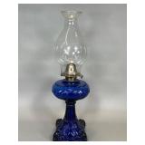 Cobalt Blue Princess Feather Oil Lamp