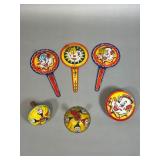 Tin Noise Makers with Clown Motifs