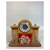 United Electric Fireplace Clock with Wood Case