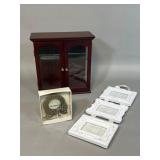 Wooden Display Cabinet and Assorted Frames