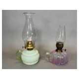 Two Finger Lamps with Chimneys