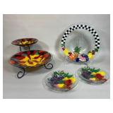 Peggy Karr Glass Bowls with Iron Stand