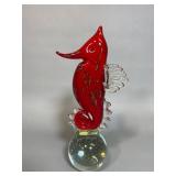 Murano Glass Seahorse Sculpture, 10.5 Inches
