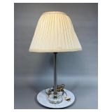 Cut Glass Table Lamp With Pleated Shade