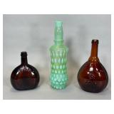 Three Decorative Glass Bottles