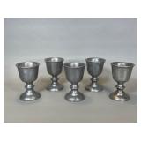 Five Pewter Goblets, USA, 20th Century