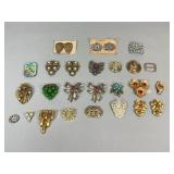 25 Costume Jewelry Clips and Buckles Assorted Lot