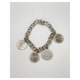 Sterling Charm Bracelet w/ Four Charms