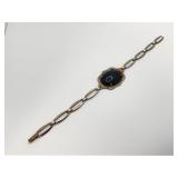 Sterling Silver Bracelet with Black Stone