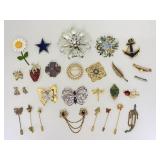 28 Assorted Costume Jewelry Pins