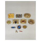 12 Costume Jewelry Brooches