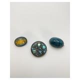 3 Sterling Silver Brooch Pins