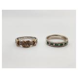 2 Sterling Silver Rings, 925, Size 7, China
