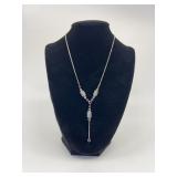 Sterling Necklace with Glass Beads & Marcasites