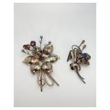 2 Sterling Silver Floral Pins