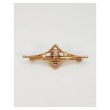 Ostby & Barton 10k Gold Brooch, Diamond, Pearls