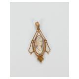 10k Gold Cameo Pendant, 1.25 Inch, 1.1 Grams