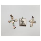 3 Sterling Silver Religious Pendants