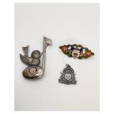 Three Sterling Pins: Wheaton, D of A, Cub Scouts