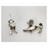 Beau Sterling Silver Cat & Poodle Brooch Pins