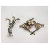 Sterling Silver Tree and Butterfly Pins