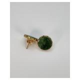 14k Gold Jade Stud Earrings, 1.5 Inch Diameter