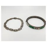 2 Sterling Silver Bracelets Rhinestones Marcasites