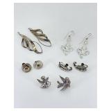 5 Pairs Sterling Silver Earrings, 18g Total