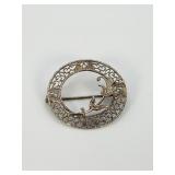 10k Gold Filigree Circular Brooch