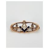 10k Gold Enameled Masonic Pin